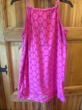 crown & ivy Girls Hot Pink Eyelet Sundress